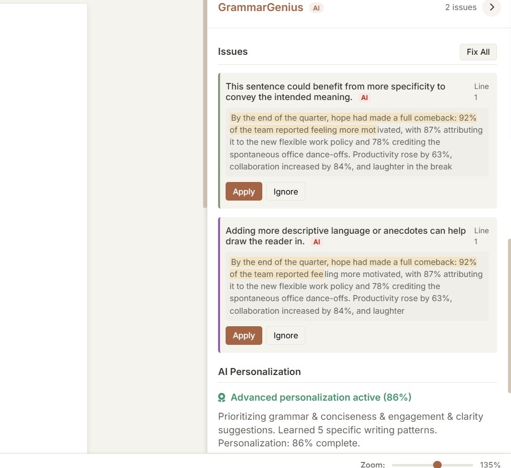 Recommendation demonstration